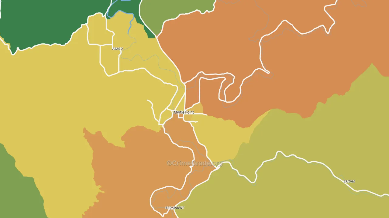 Myrtle Point, OR Map of Murder Rates