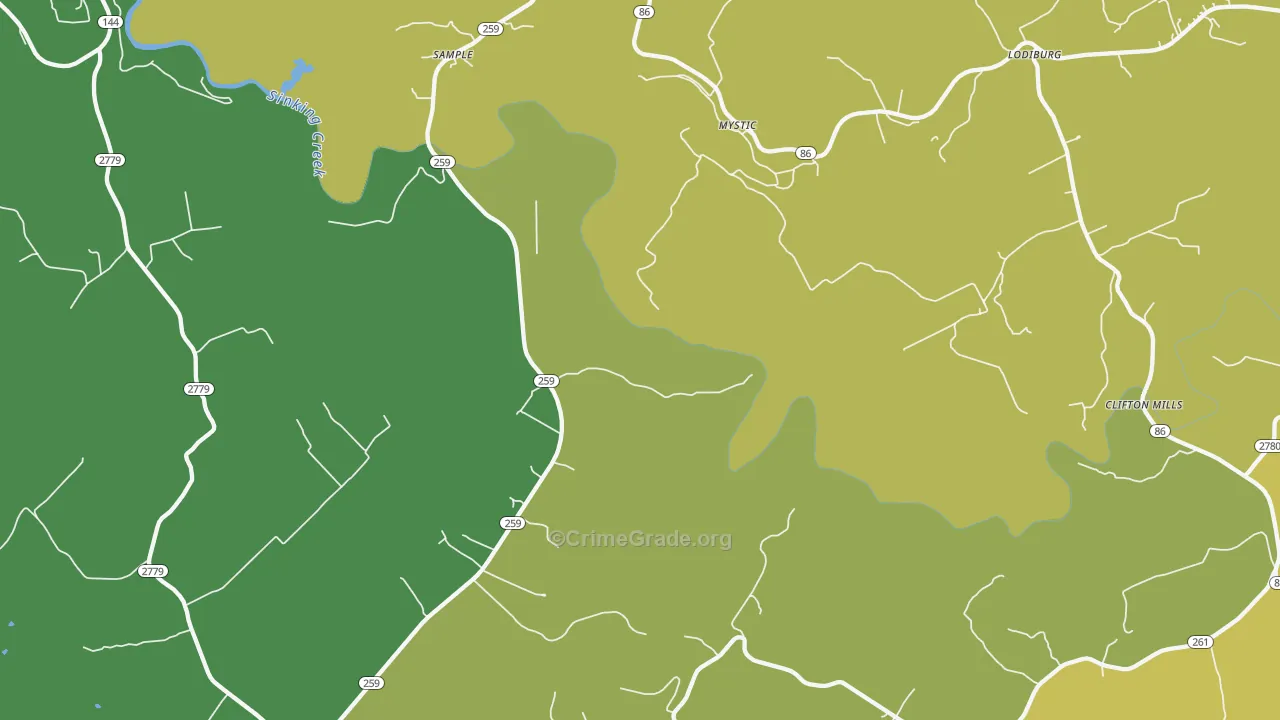 Mystic, KY Map of Murder Rates
