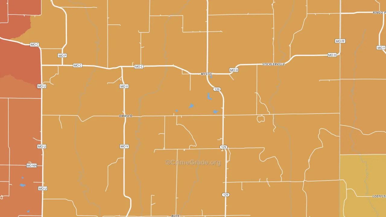 Mystic, MO Map of Murder Rates