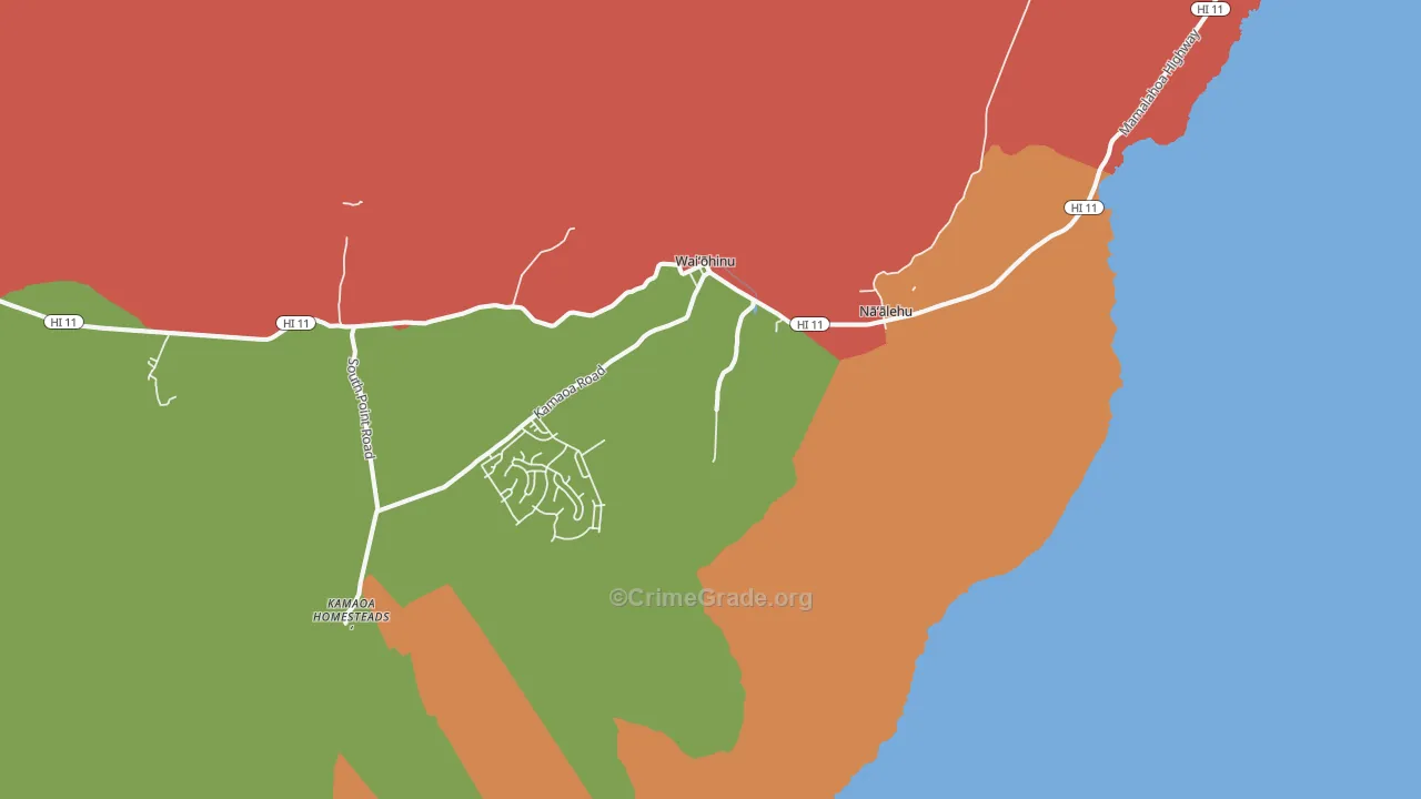 Naalehu, HI Map of Murder Rates