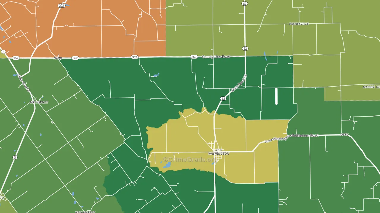 Nabb, IN Map of Murder Rates