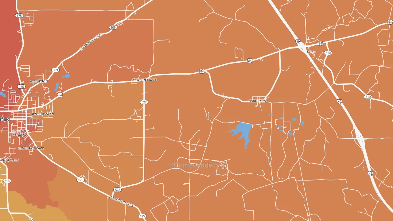 Naborton, LA Map of Murder Rates