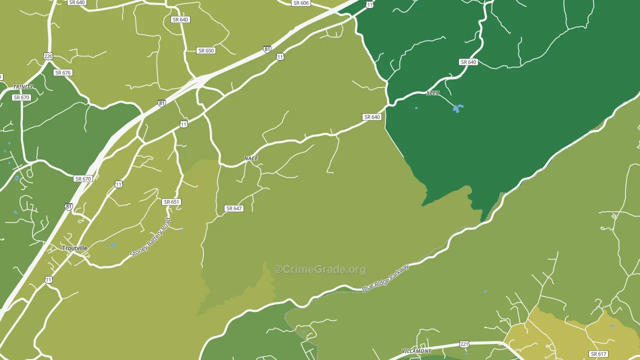 Nace, VA Map of Murder Rates