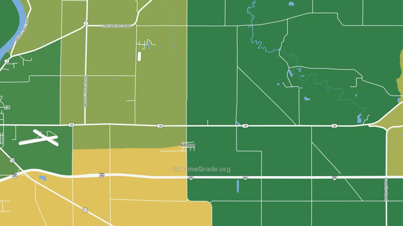 Nachusa, IL Map of Murder Rates