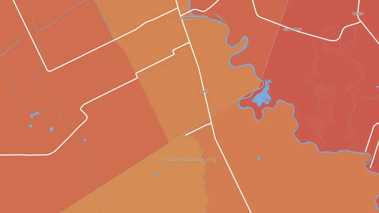 Nada, TX Map of Murder Rates