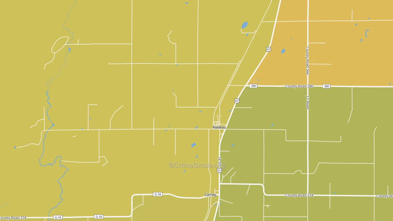 Nadeau, MI Map of Murder Rates