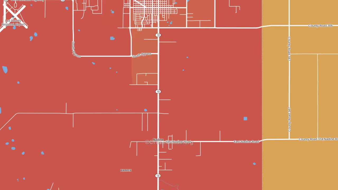 Nadine, NM Map of Murder Rates