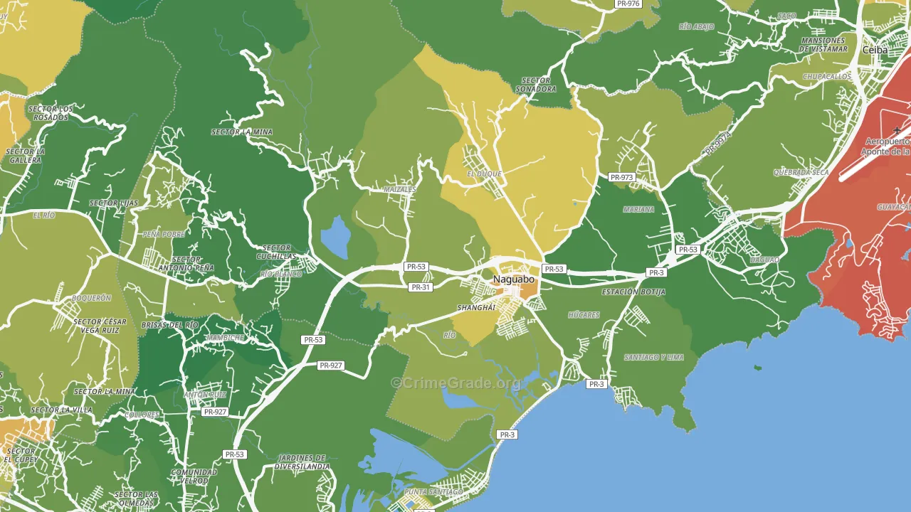 Naguabo Municipio, PR Map of Murder Rates