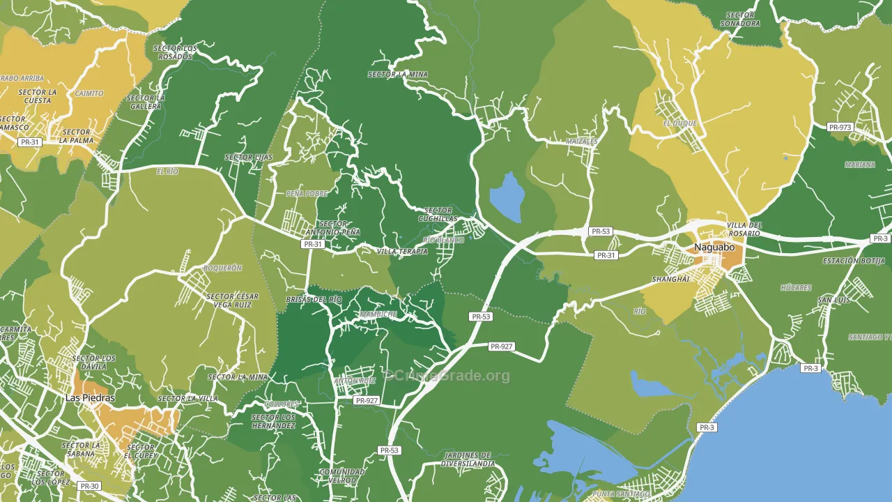 Naguabo, PR Map of Murder Rates