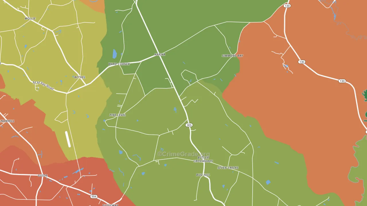 Nakina, NC Map of Murder Rates