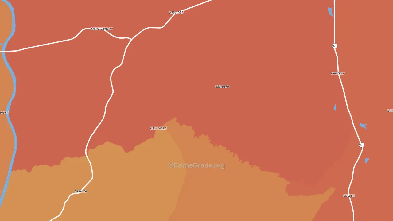 Nanafalia, AL Map of Murder Rates