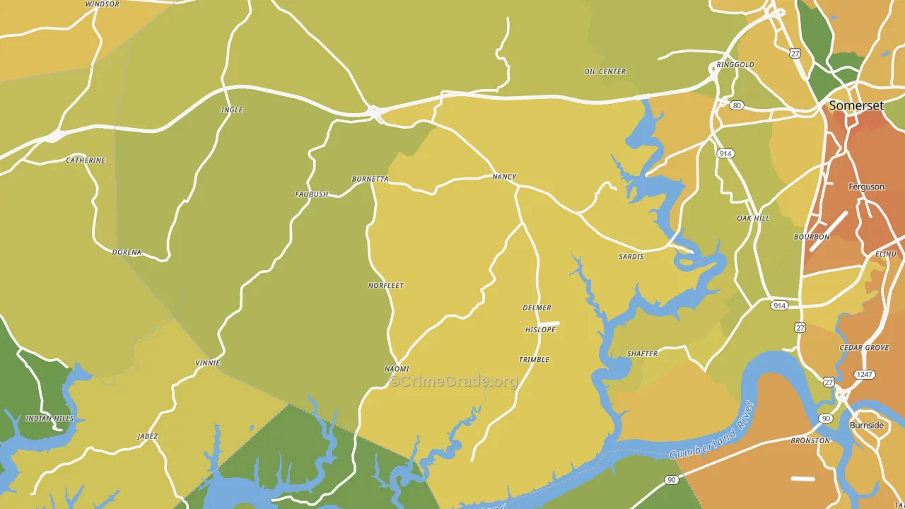 Nancy, KY Map of Murder Rates