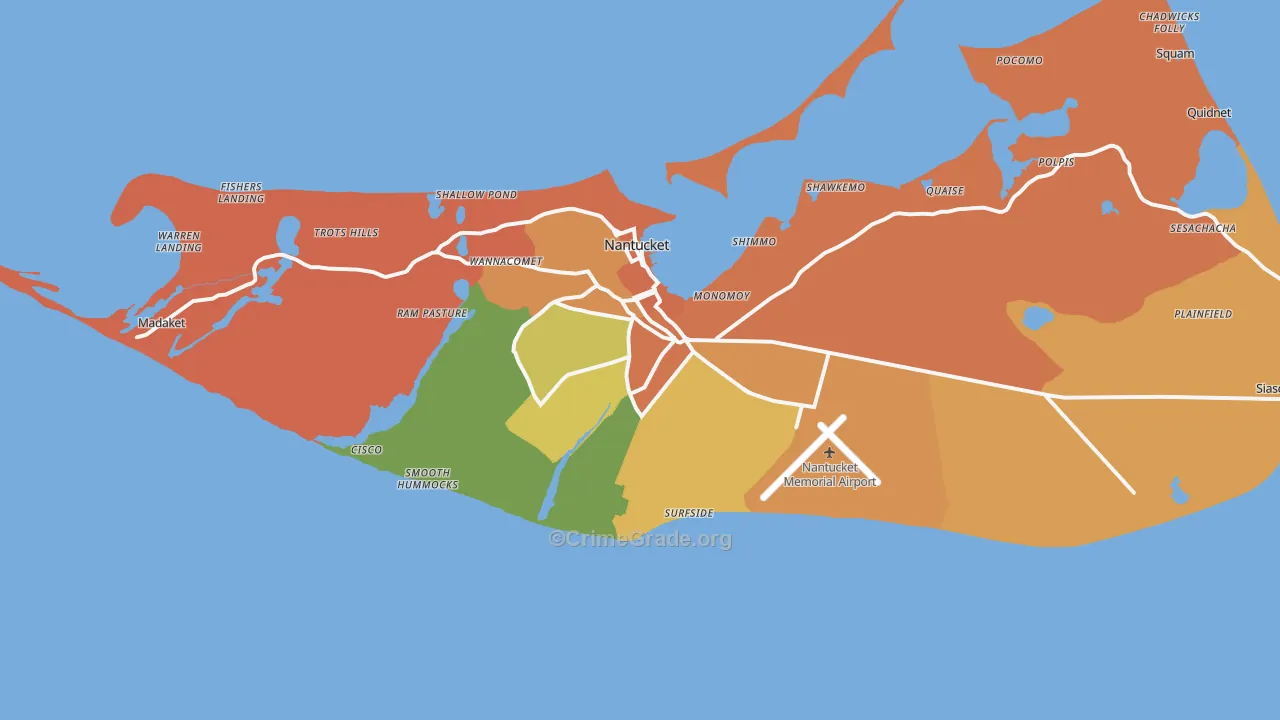 Nantucket, MA Map of Murder Rates
