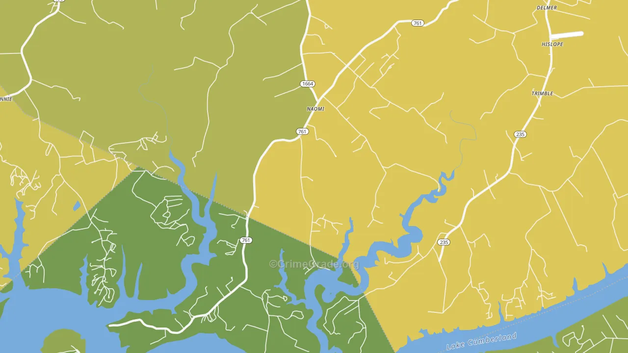 Naomi, KY Map of Murder Rates