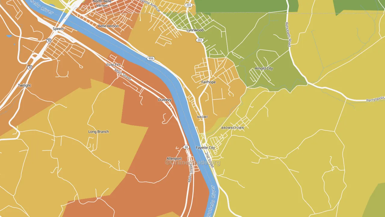 Naomi, PA Map of Murder Rates