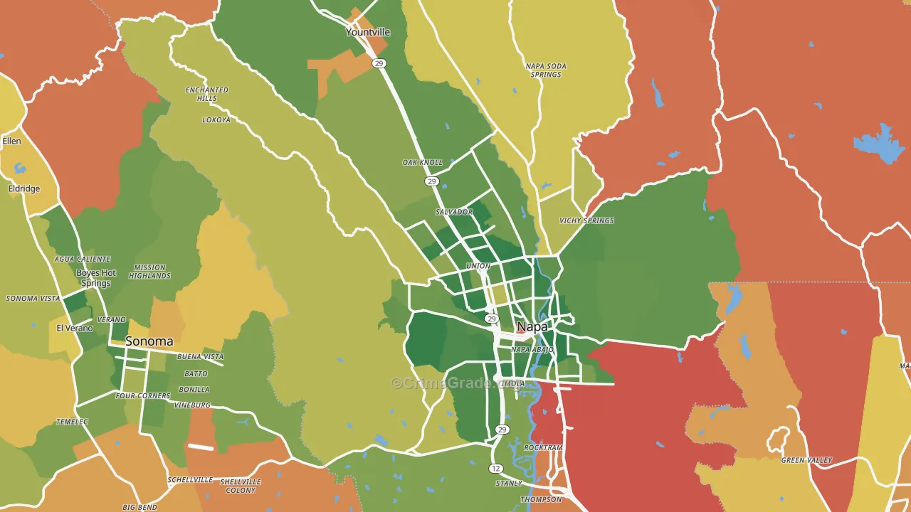 Napa County, CA Map of Murder Rates