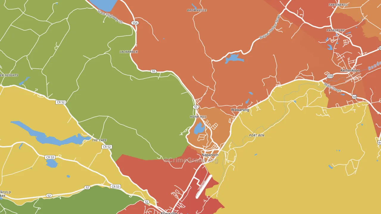 Napanoch, NY Map of Murder Rates