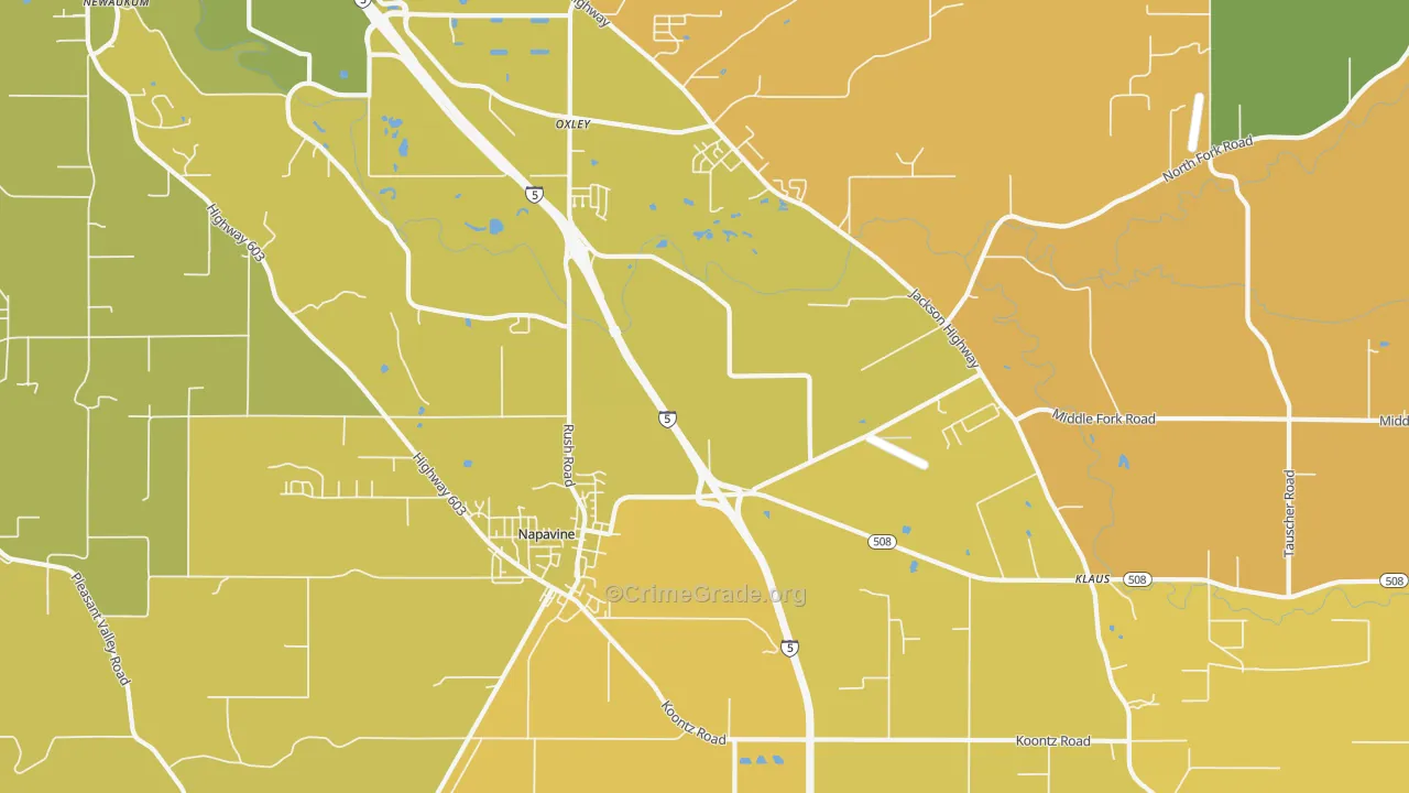 Napavine, WA Map of Murder Rates