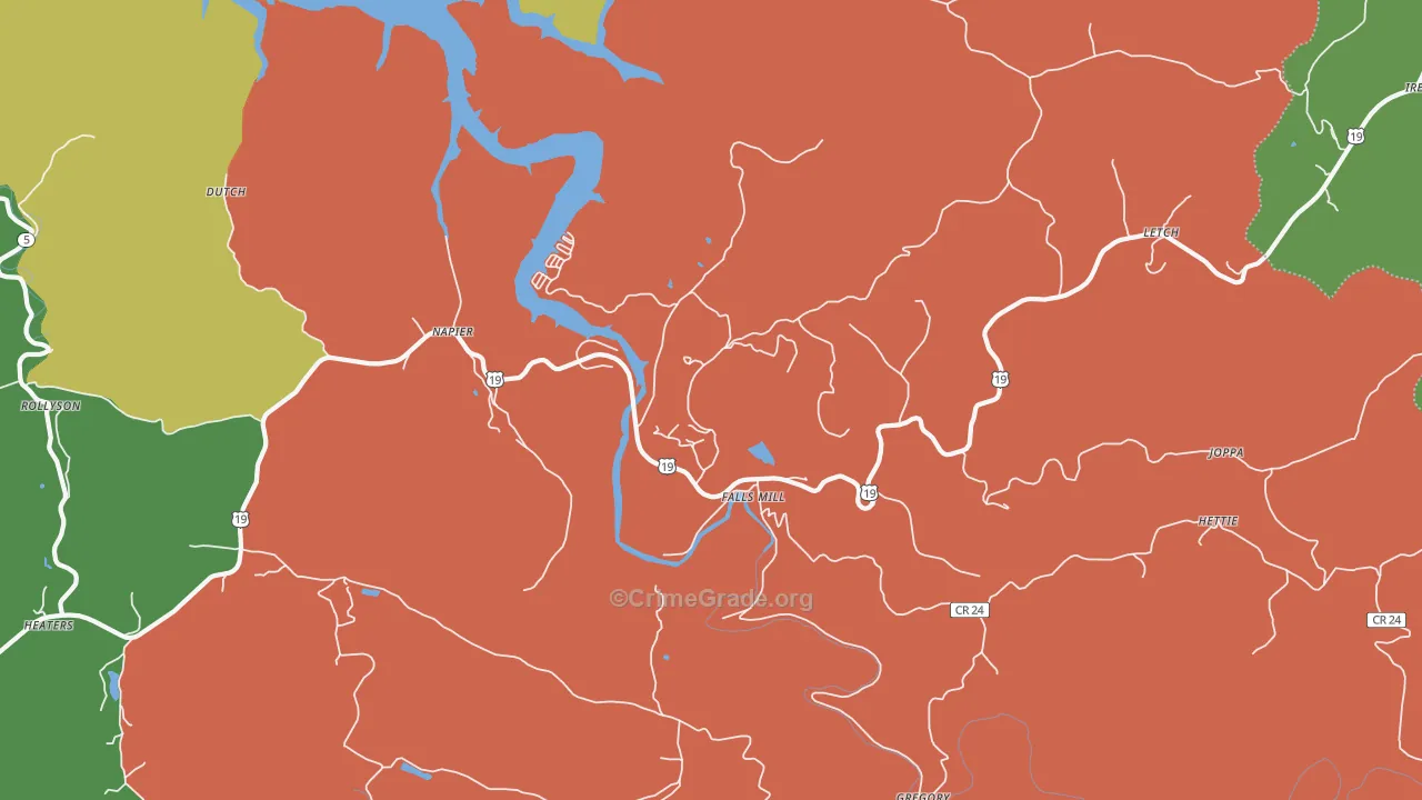 Napier, WV Map of Murder Rates