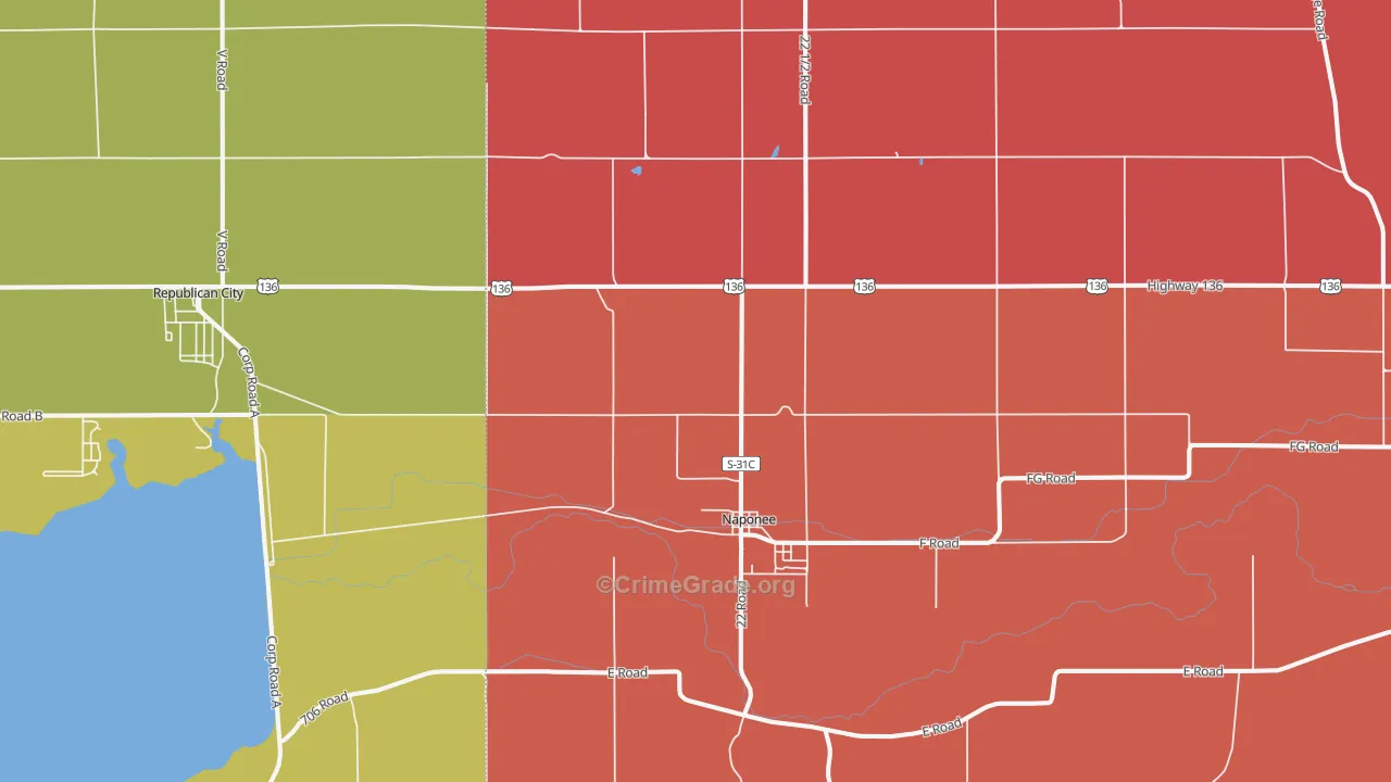 Naponee, NE Map of Murder Rates