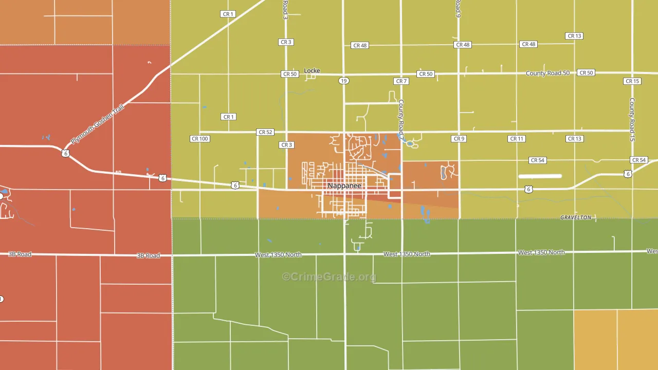 Nappanee, IN Map of Murder Rates