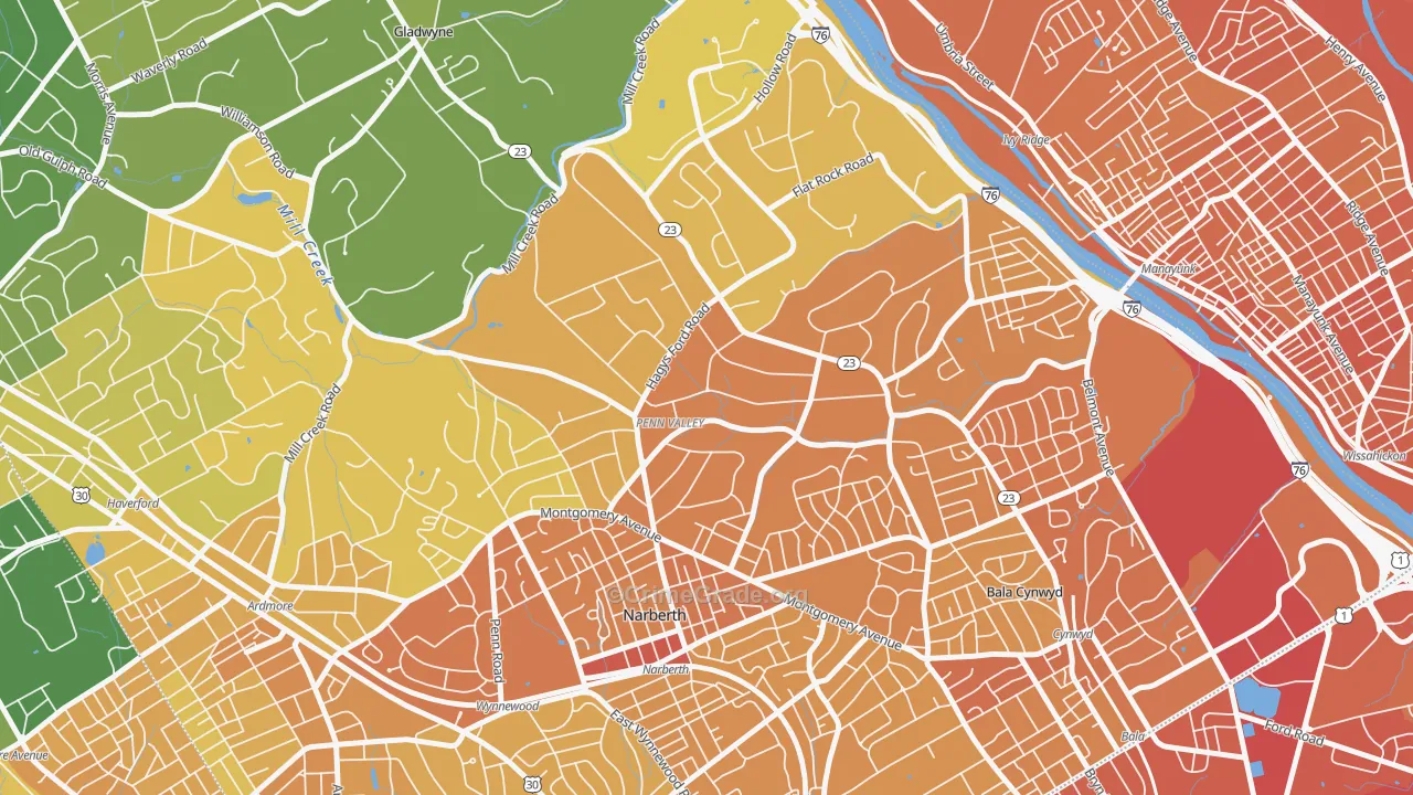 Narberth, PA Map of Murder Rates