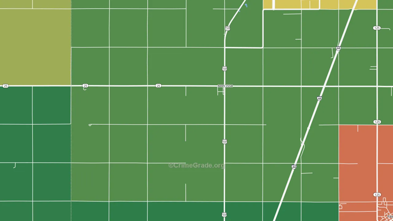 Narcissa, OK Map of Murder Rates
