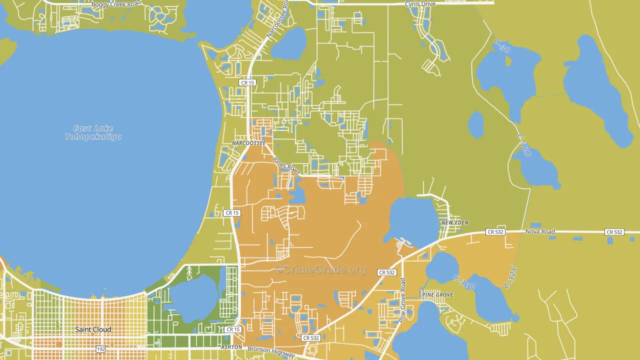 Narcoossee, FL Map of Murder Rates