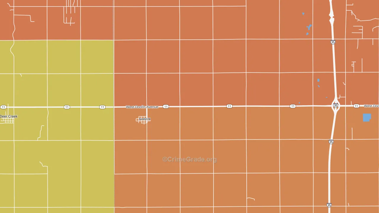 Nardin, OK Map of Murder Rates