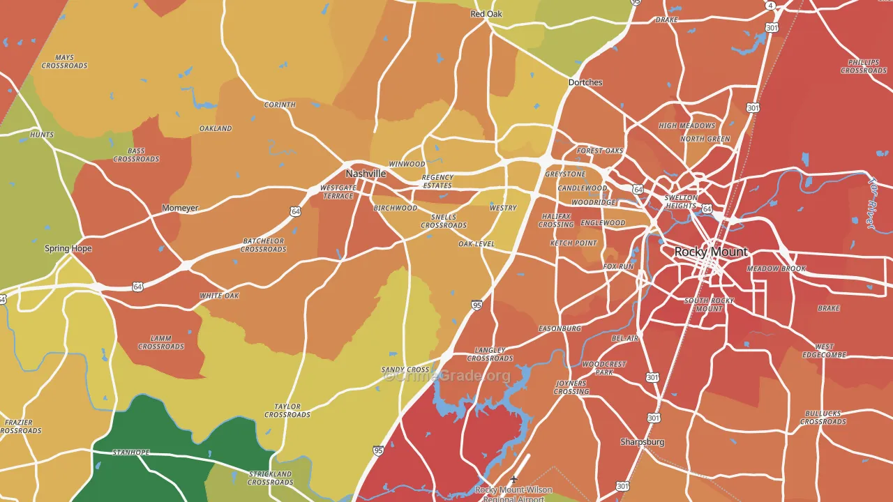 Nash County, NC Map of Murder Rates
