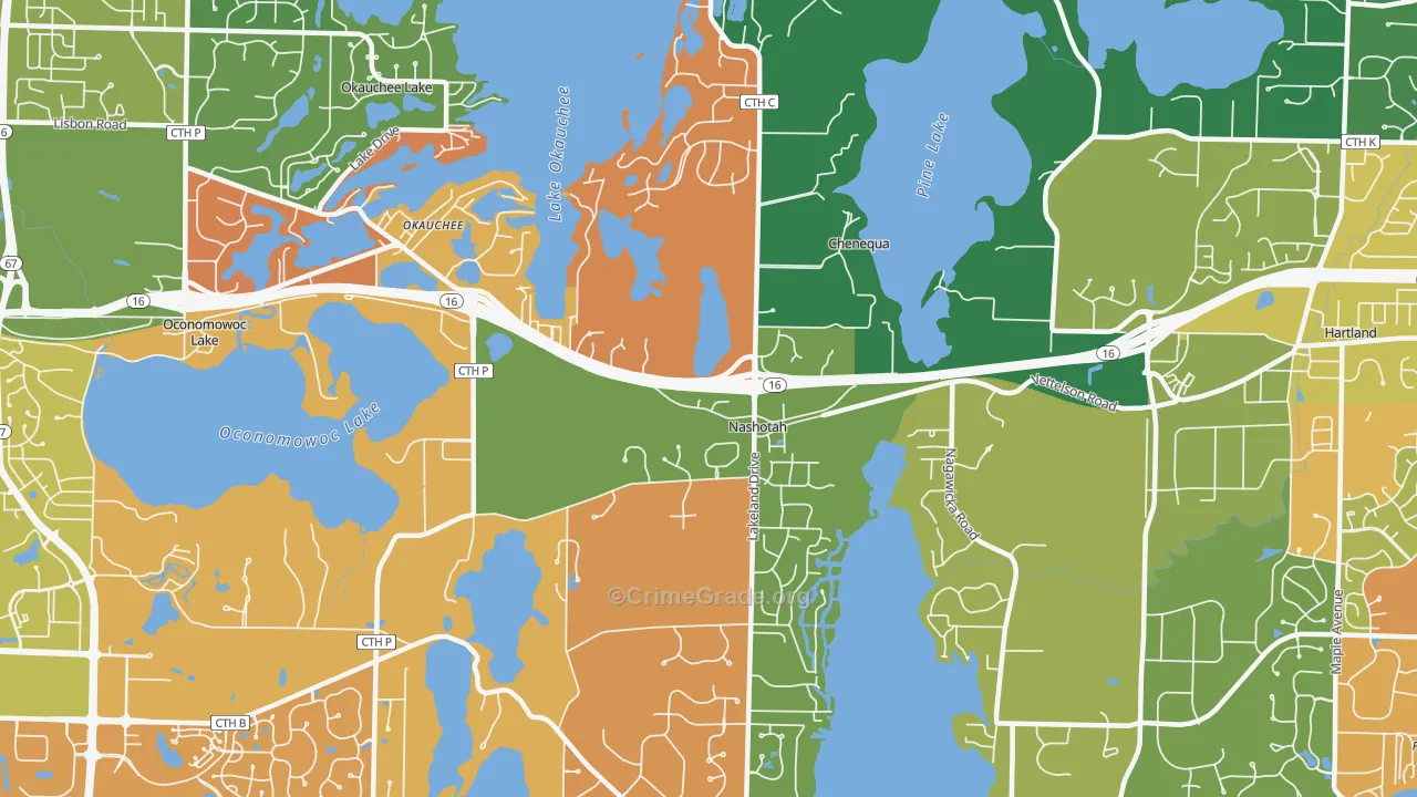 Nashotah, WI Map of Murder Rates