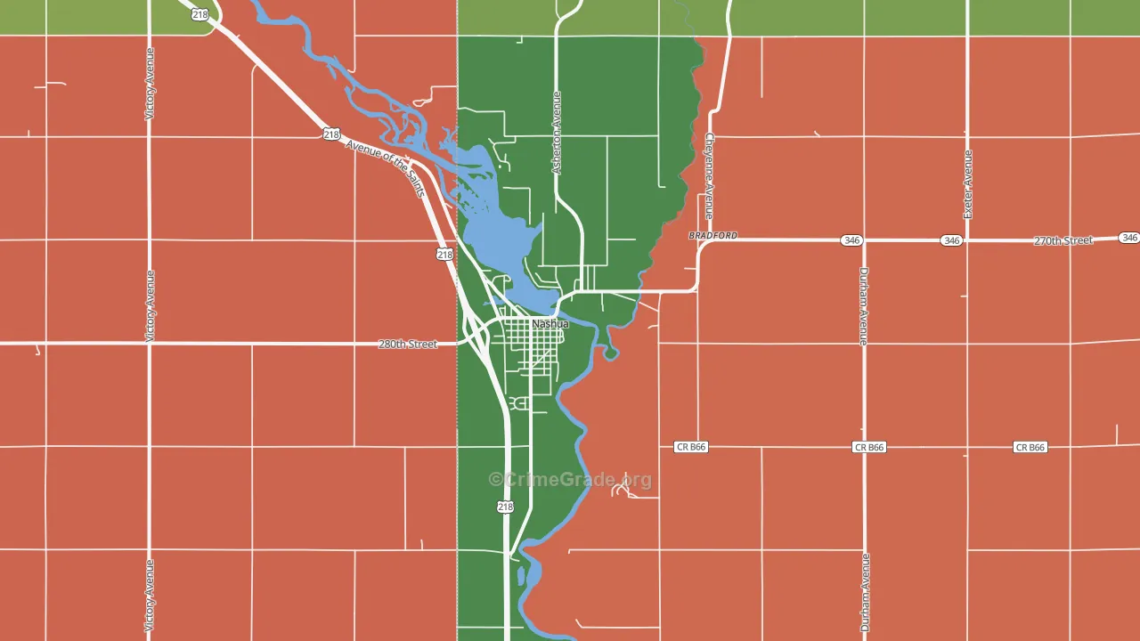 Nashua, IA Map of Murder Rates