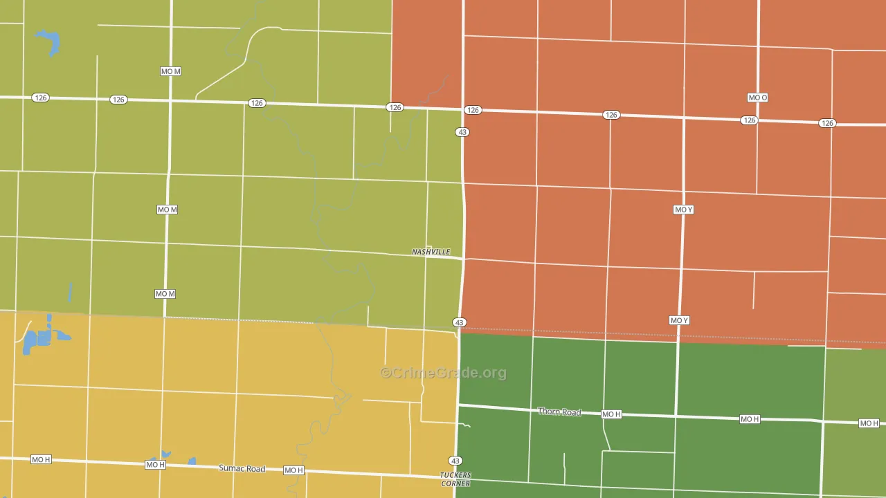 Nashville, MO Map of Murder Rates