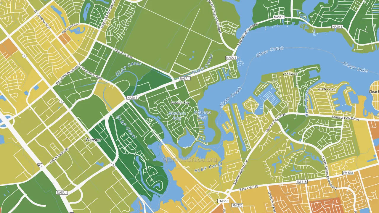 Nassau Bay, TX Map of Murder Rates