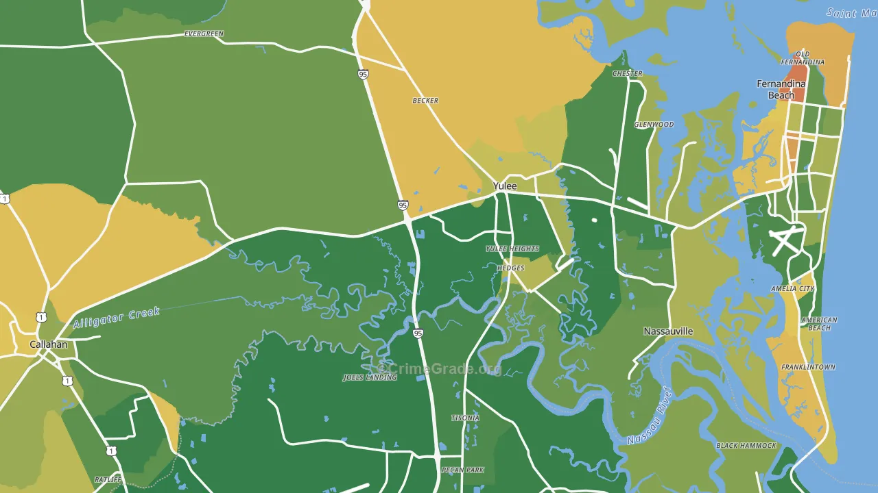 Nassau County, FL Map of Murder Rates