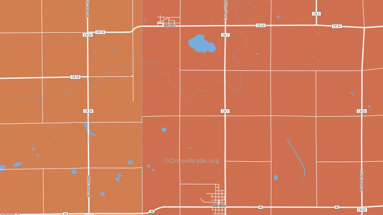 Nassau, MN Map of Murder Rates