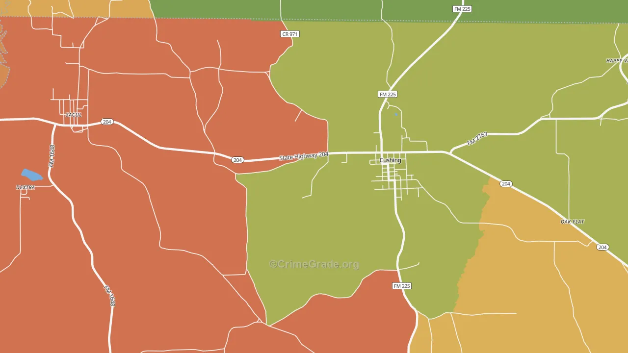 Nat, TX Map of Murder Rates