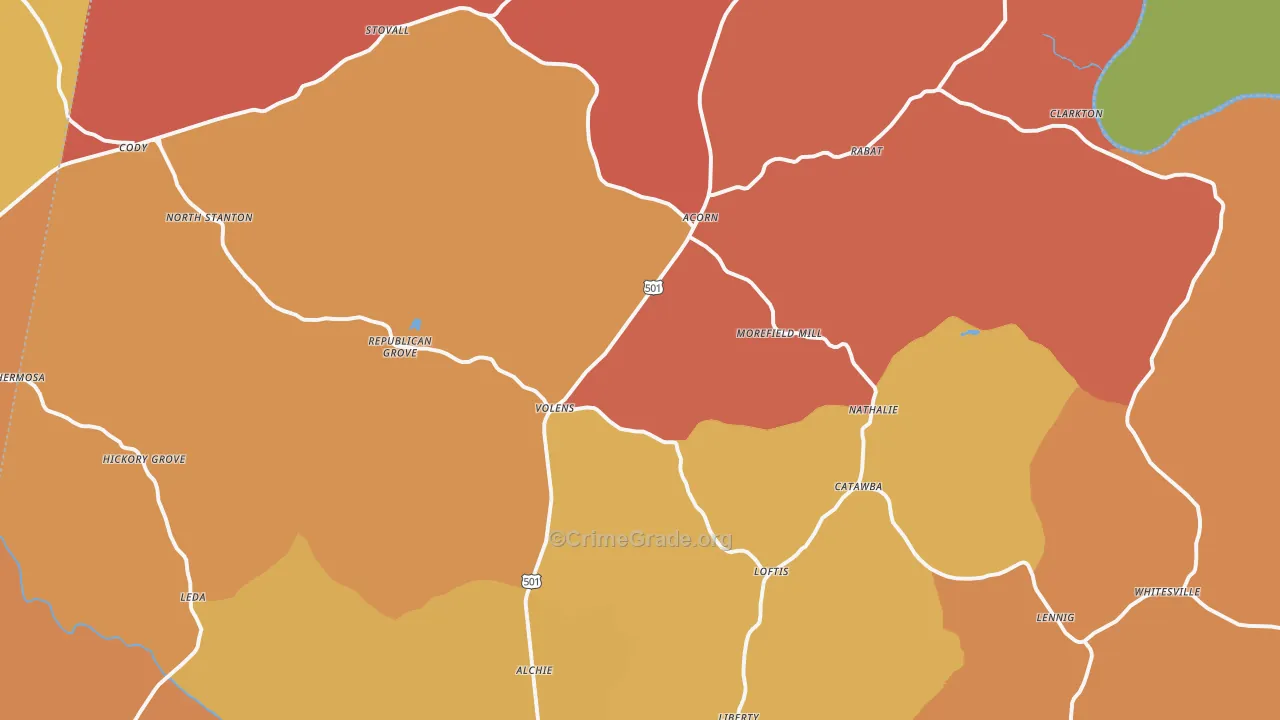 Nathalie, VA Map of Murder Rates