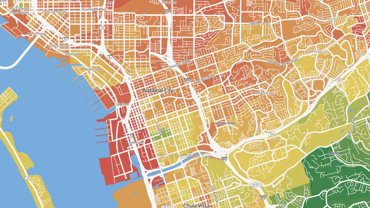 National City, CA Map of Murder Rates