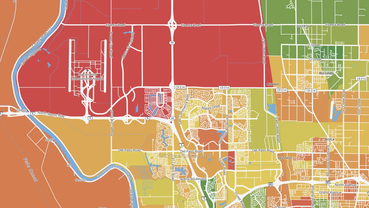 Natomas Creek, Sacramento, CA Map of Murder Rates