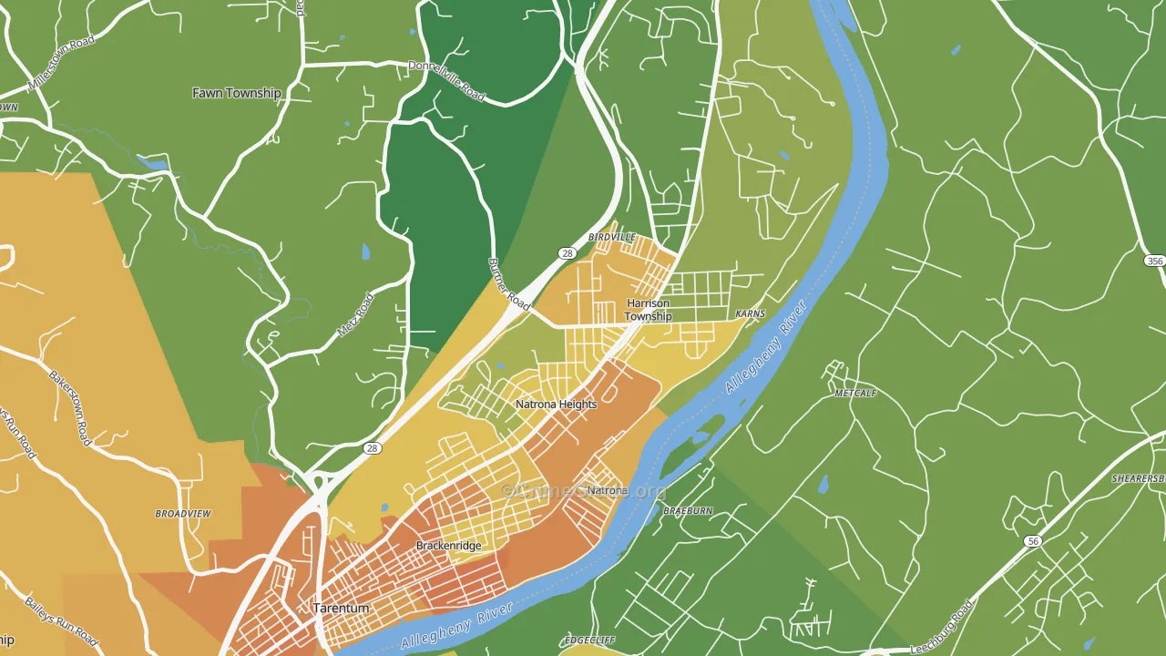 Natrona Heights, PA Map of Murder Rates