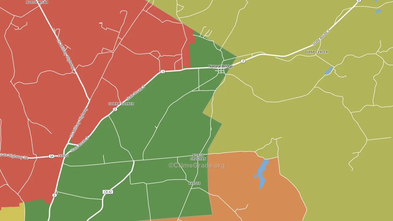 Natural Bridge, NY Map of Murder Rates