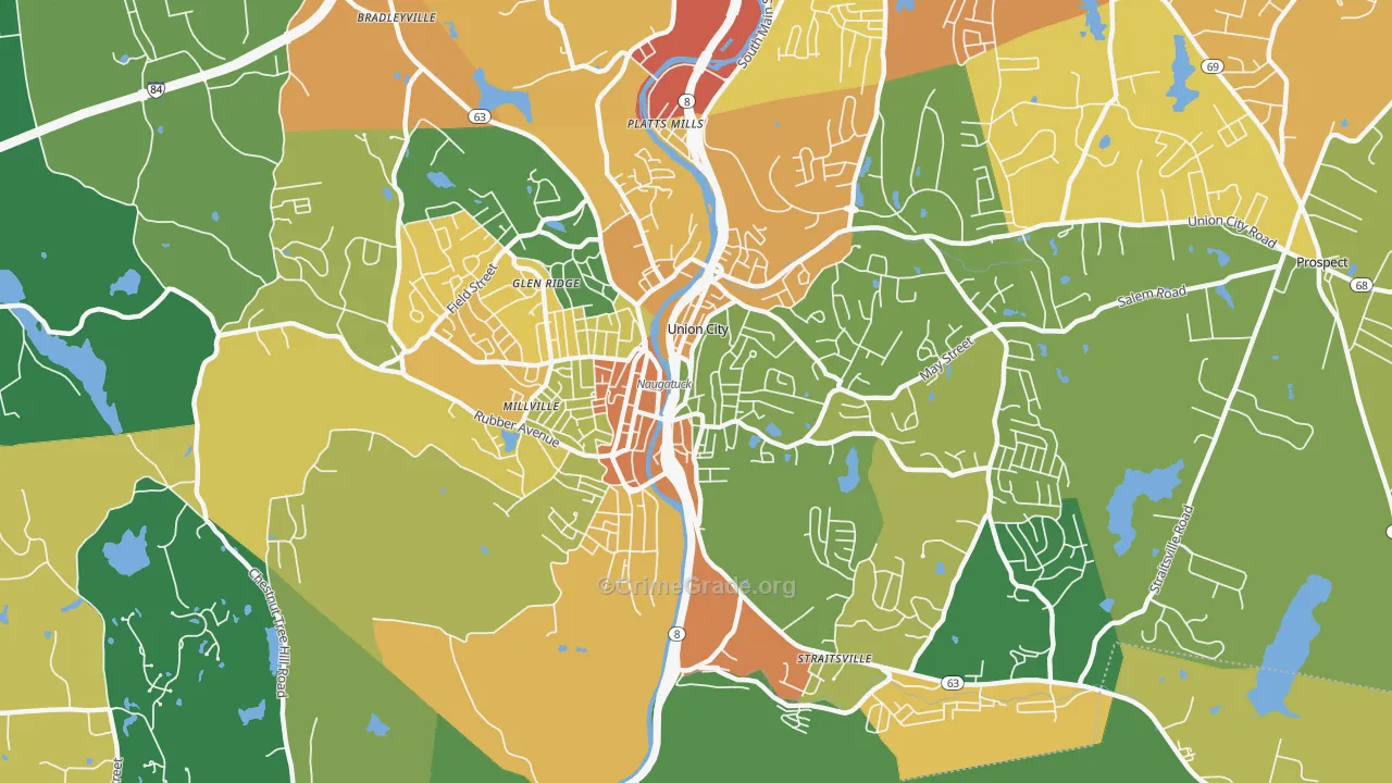 Naugatuck, CT Map of Murder Rates