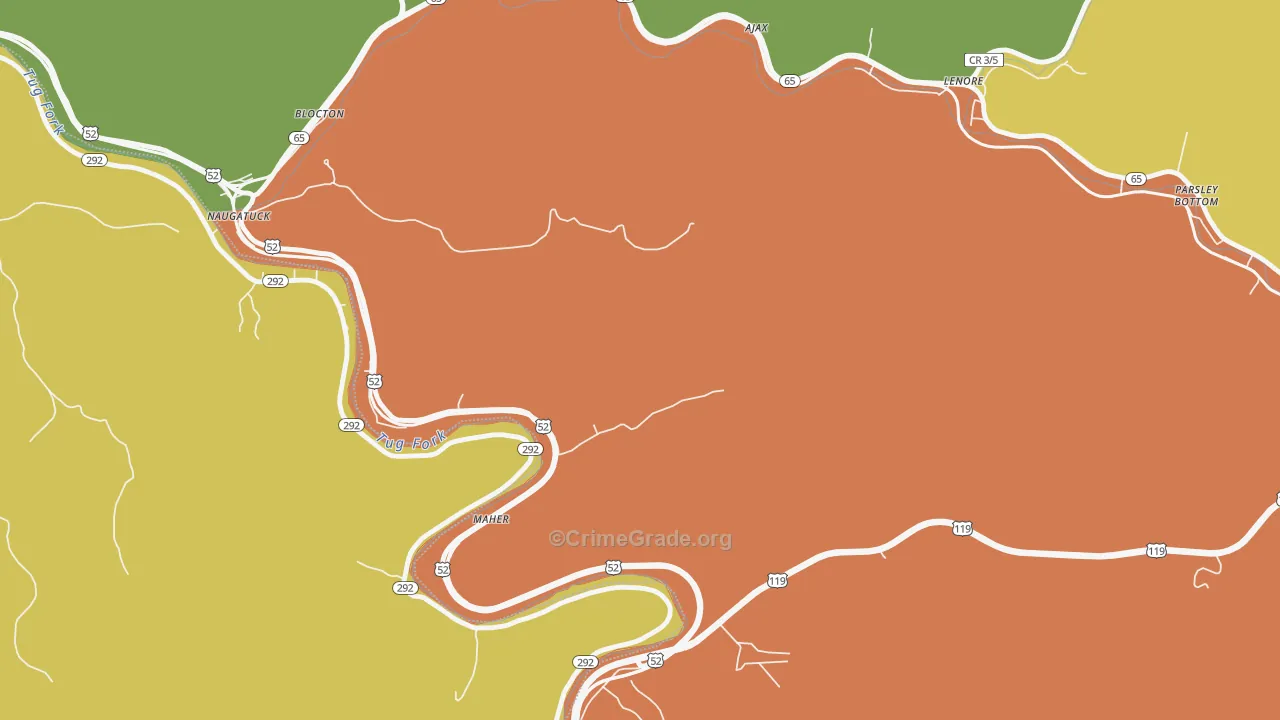Naugatuck, WV Map of Murder Rates