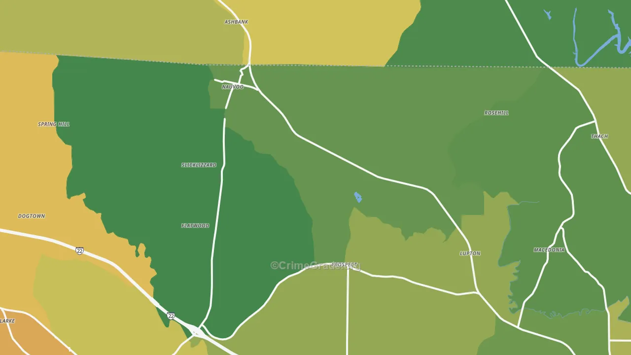 Nauvoo, AL Map of Murder Rates