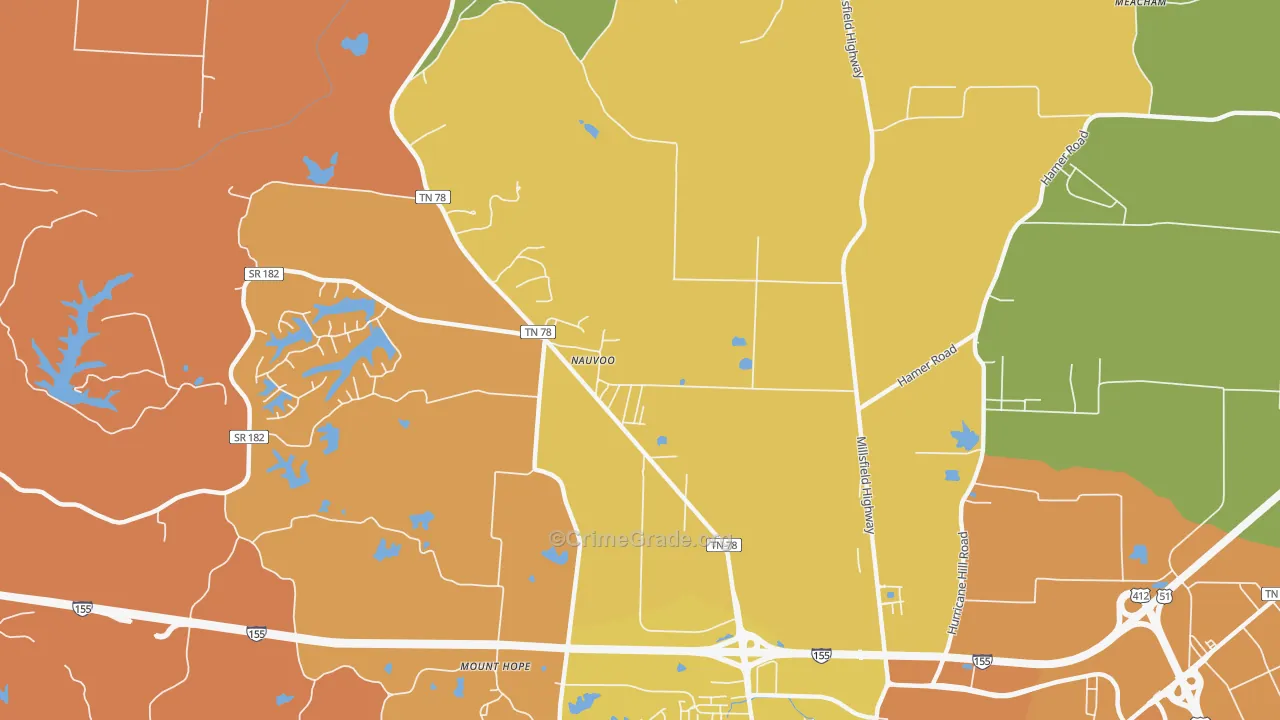 Nauvoo, TN Map of Murder Rates