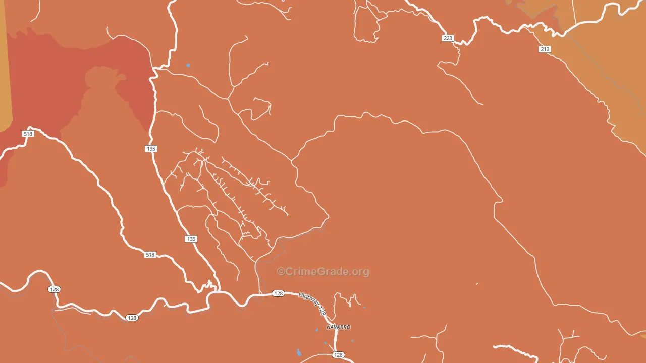 Navarro, CA Map of Murder Rates