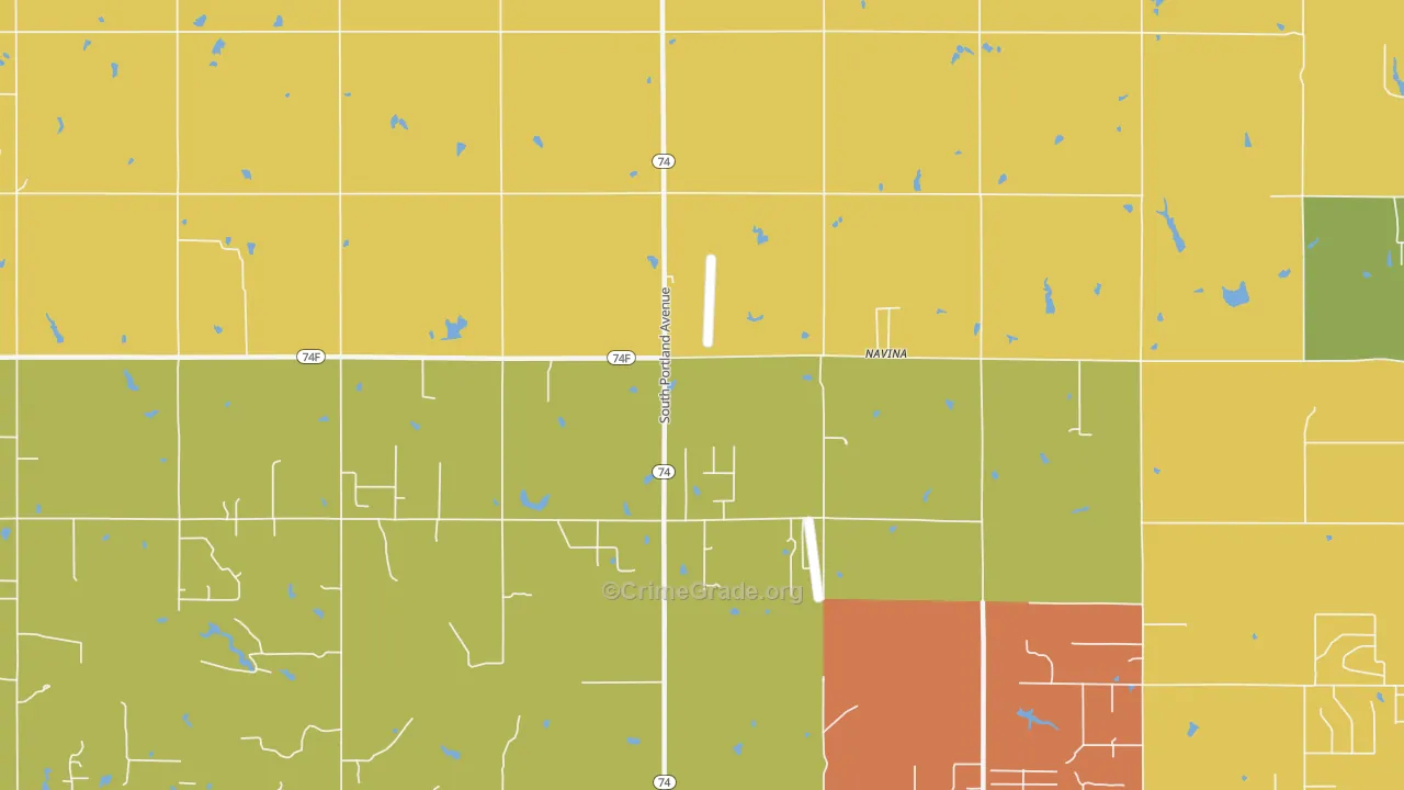Navina, OK Map of Murder Rates