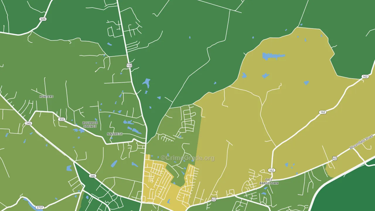 Nazareth, KY Map of Murder Rates