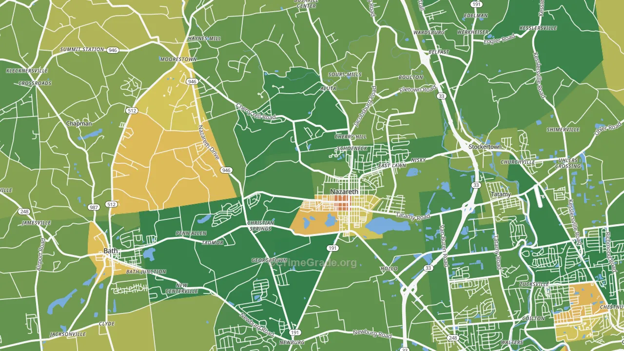 Nazareth, PA Map of Murder Rates
